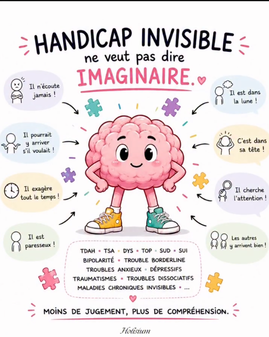 TDAH, TSA, DYS, TOP, SUD, bipolarité, trouble borderline… la complexité du handicap invisible.